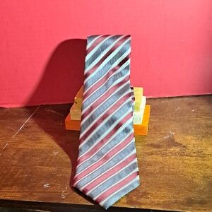 Van Heusen Classic Striped Tie in Gray and Burgundy